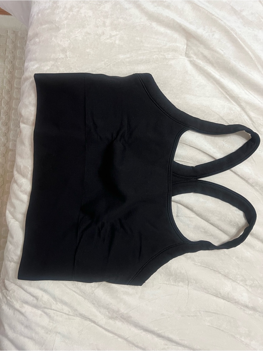 Athleta Black Ribbed Racerback Crop